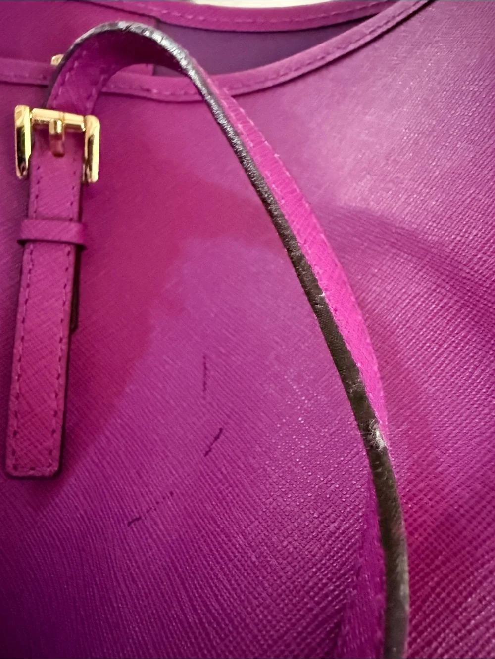 Michael Kors Fuchsia Saffiano Leather Tote with Gold Hardware